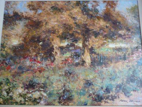 Peter Jander (1954-). Original Oil on Board. Gardens in Cape Town. Impressionistic Work, Framed.
